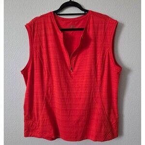 Athleta Red Quarter Zip Sleeveless Top with Side Pocket Size 2X